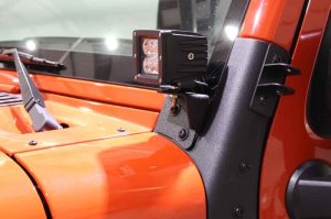 Jeep Wrangler Unlimited Light Mount - Windshield - Fishbone Offroad - Windshield Light Bracket FB21015 - Black - `07-`18